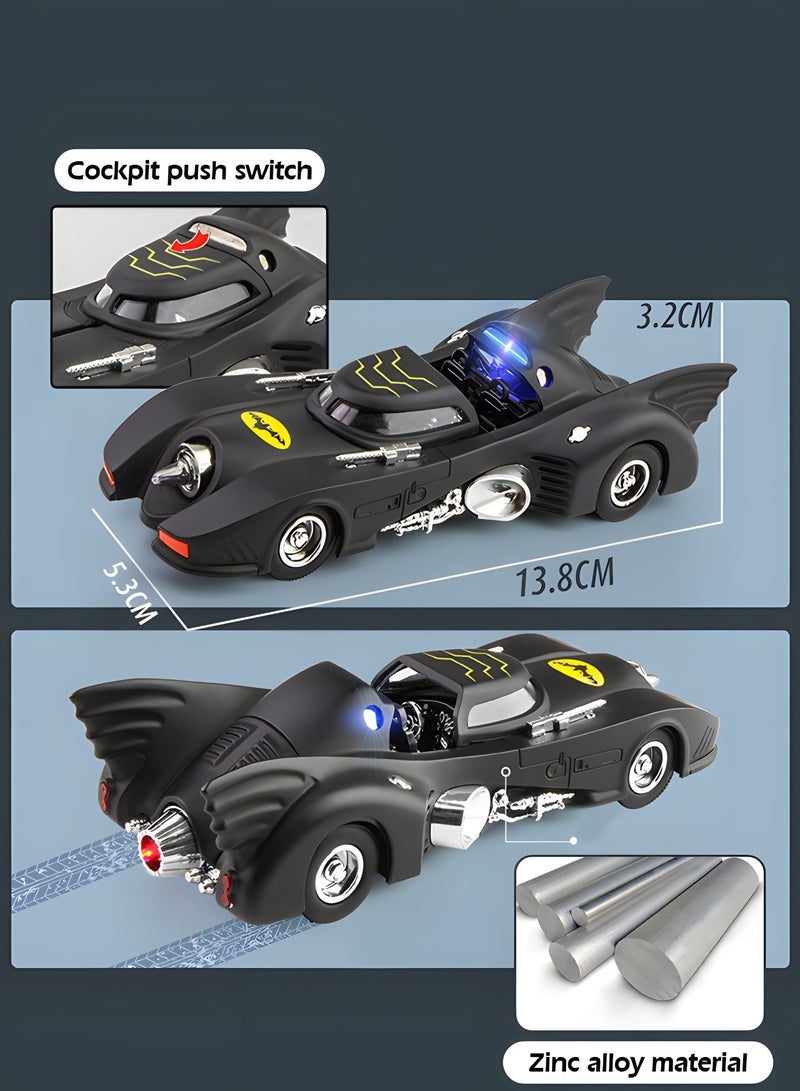 Batman 1989 Model Toy, Compatible for 1:38 Batmobile Car Model Toy, Child Sound and Light Pull Back Car Zinc Alloy Toys for Kids, Collectible Toys, Toy Car Model