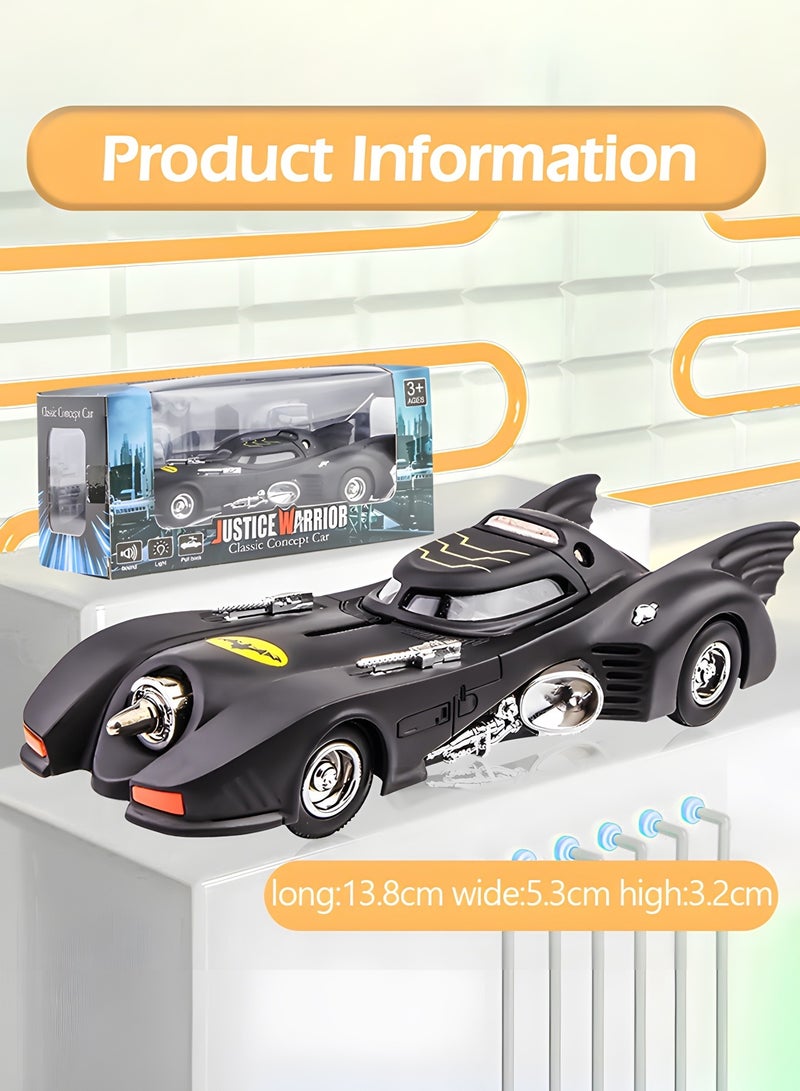 Batman 1989 Model Toy, Compatible for 1:38 Batmobile Car Model Toy, Child Sound and Light Pull Back Car Zinc Alloy Toys for Kids, Collectible Toys, Toy Car Model