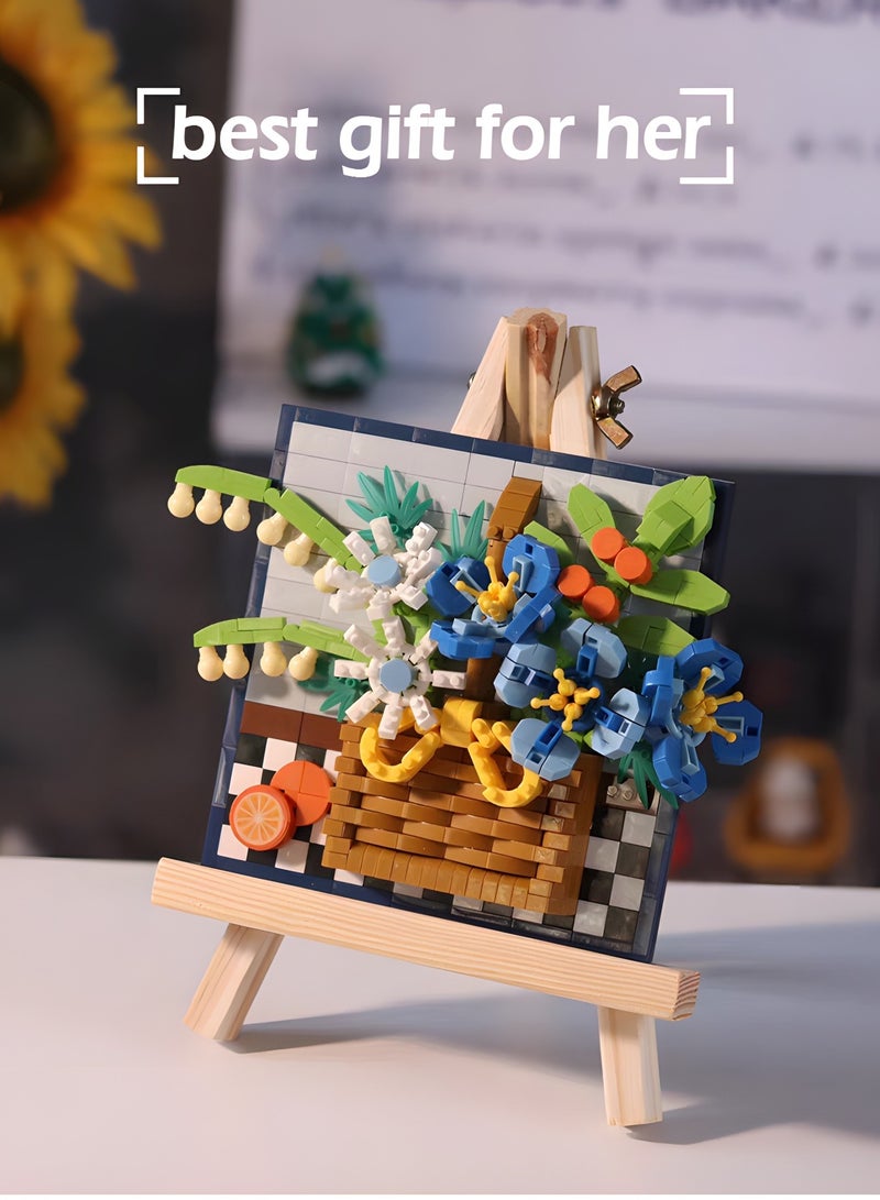 Flower 3D Picture Decorations Painting Building Blocks Artificial Flowers Building Toy Kit,Unique Home Decor Creative Toys,Assembly Toys