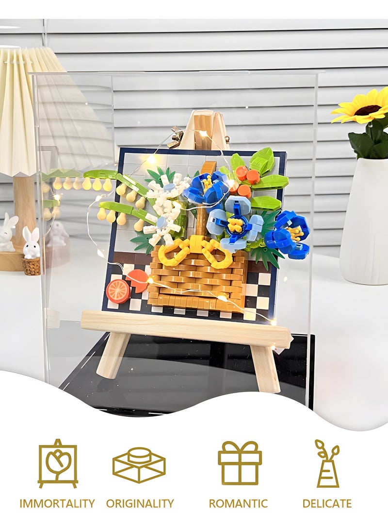 Flower 3D Picture Decorations Painting Building Blocks Artificial Flowers Building Toy Kit,Unique Home Decor Creative Toys,Assembly Toys