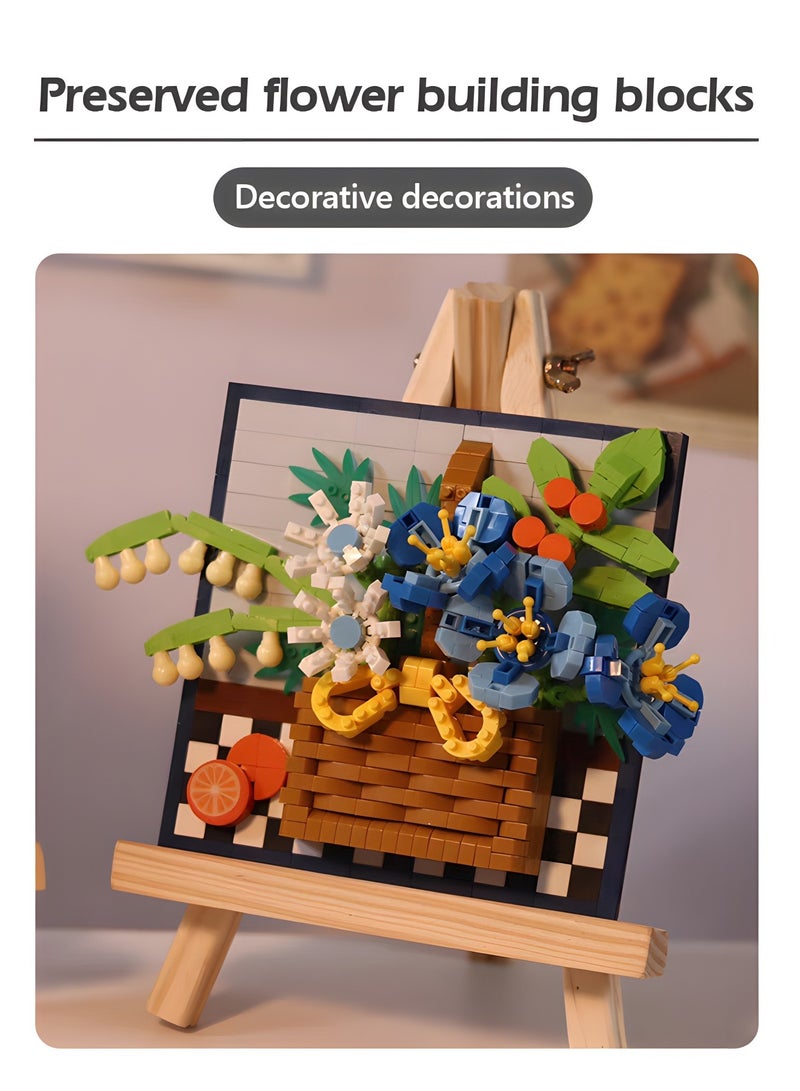 Flower 3D Picture Decorations Painting Building Blocks Artificial Flowers Building Toy Kit,Unique Home Decor Creative Toys,Assembly Toys