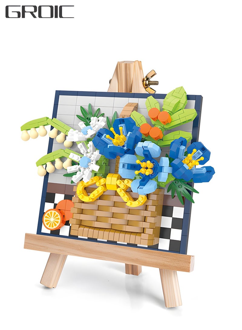 Flower 3D Picture Decorations Painting Building Blocks Artificial Flowers Building Toy Kit,Unique Home Decor Creative Toys,Assembly Toys