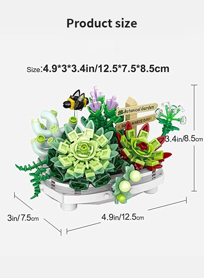 389 PCS Plant Flower Building Block, Bonsai Model Creative DIY Simulation Succulent Flower Artificial Flowers Building Brick Toys for Home Decoration, Kids Party Supplies, Birthday Favors