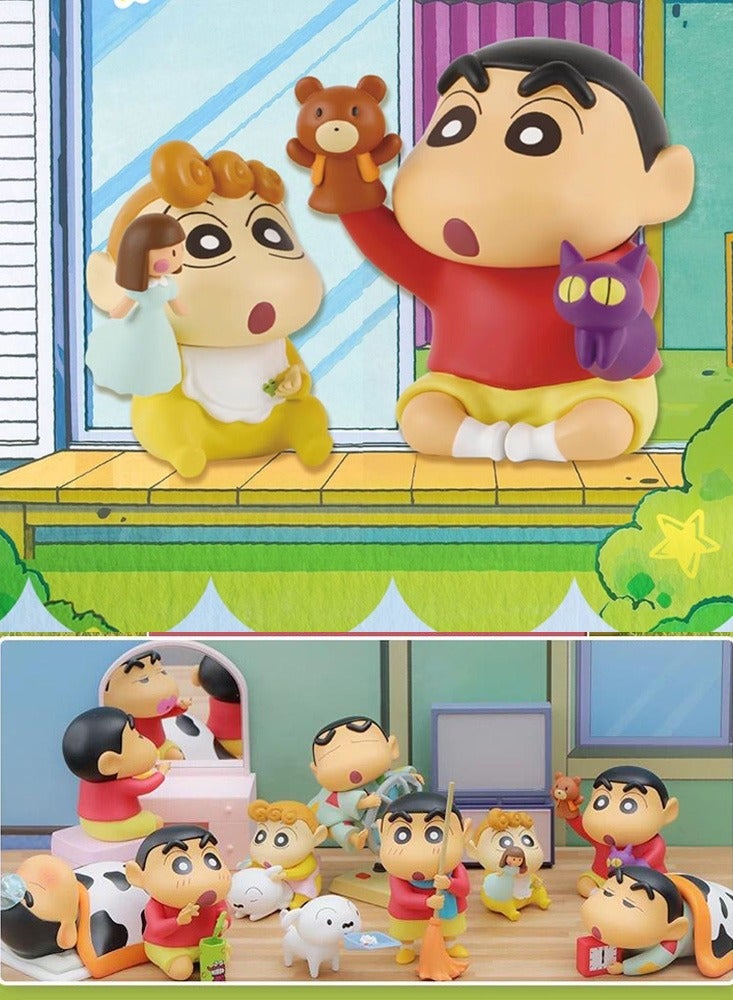 Crayon Shin-chan Daily Series Figures Gift Ornaments Animation Peripheral Trendy Toys 6-piece Set
