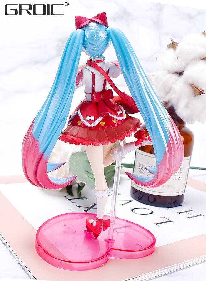 Miku Sakura Figure Version Anime Figure，Lolita Skirt Doll 15cm, Miku Anime Action Figures,Kids Desk Decor Ornaments