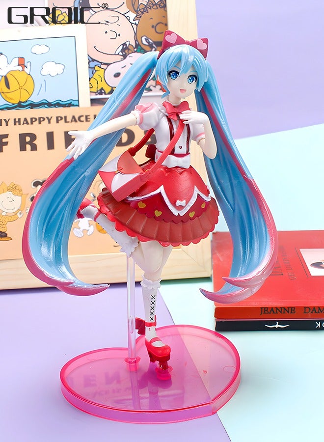 Miku Sakura Figure Version Anime Figure，Lolita Skirt Doll 15cm, Miku Anime Action Figures,Kids Desk Decor Ornaments