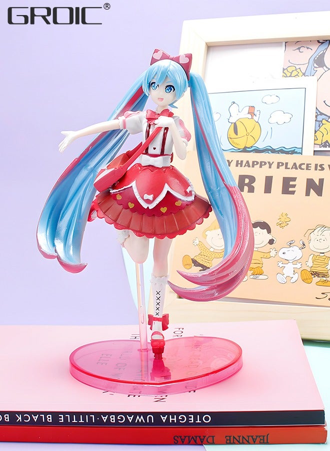 Miku Sakura Figure Version Anime Figure，Lolita Skirt Doll 15cm, Miku Anime Action Figures,Kids Desk Decor Ornaments