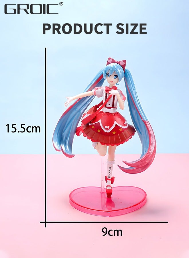 Miku Sakura Figure Version Anime Figure，Lolita Skirt Doll 15cm, Miku Anime Action Figures,Kids Desk Decor Ornaments