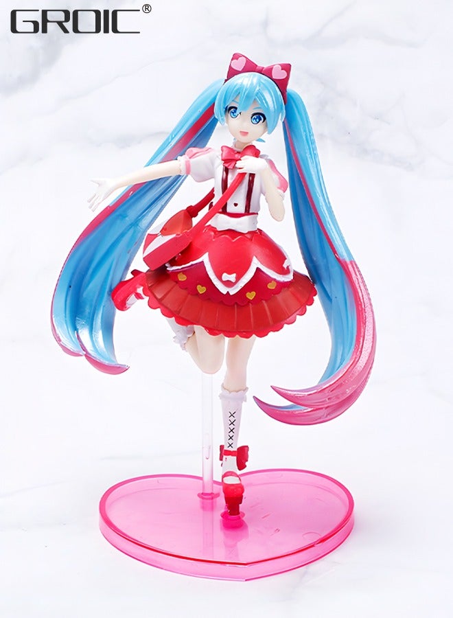 Miku Sakura Figure Version Anime Figure，Lolita Skirt Doll 15cm, Miku Anime Action Figures,Kids Desk Decor Ornaments