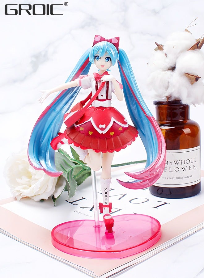 Miku Sakura Figure Version Anime Figure，Lolita Skirt Doll 15cm, Miku Anime Action Figures,Kids Desk Decor Ornaments