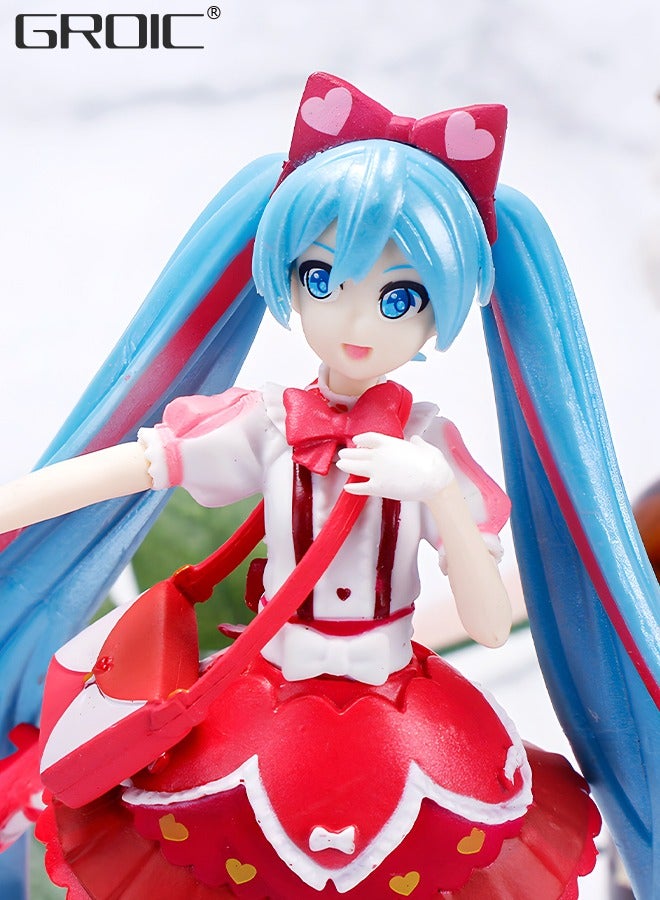 Miku Sakura Figure Version Anime Figure，Lolita Skirt Doll 15cm, Miku Anime Action Figures,Kids Desk Decor Ornaments