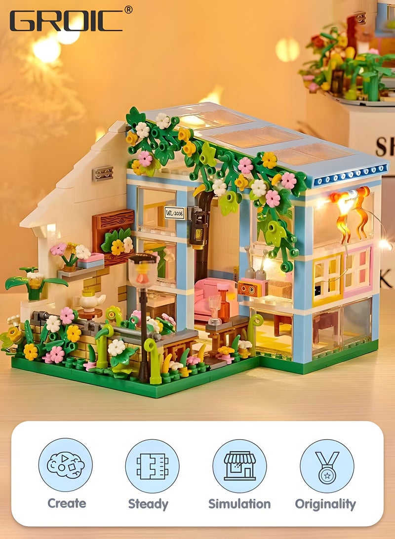 608 Piece Flower House Building Set, Micro Mini Building Blocks Set, Sunshine Friendship Dreamhouse Bricks, Educational Toy, Assembling Toy