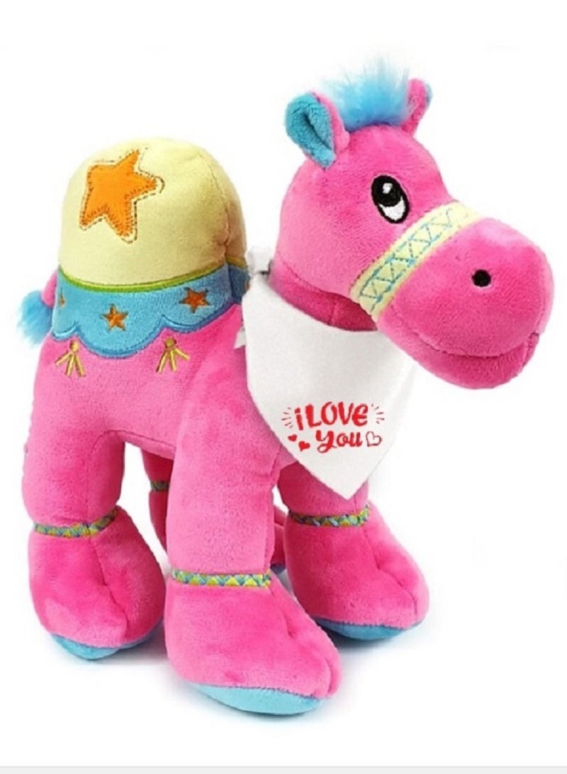 Camel Dark Pink 18cm with Red I Love You on White Bandana.