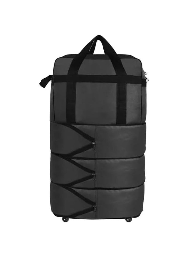 Travel Bag Luggage Trolley Bag Expandable Rolling Duffle Bag 3 Layers Space 5 Wheels Luggage Bag Foldable Suitcase For Multipurpose Use For Unisex 87X50X28 Black