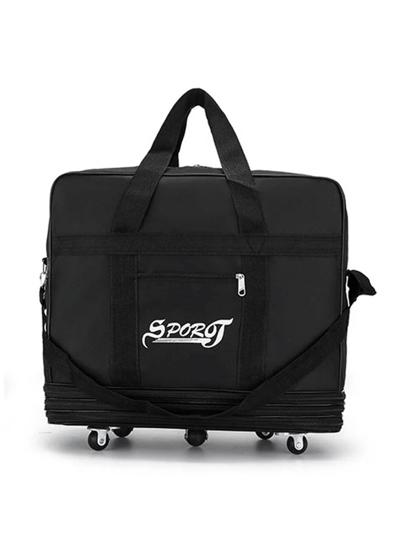 Travel Bag Luggage Trolley Bag Expandable Rolling Duffle Bag 3 Layers Space 5 Wheels Luggage Bag Foldable Suitcase For Multipurpose Use For Unisex 87X50X28 Black