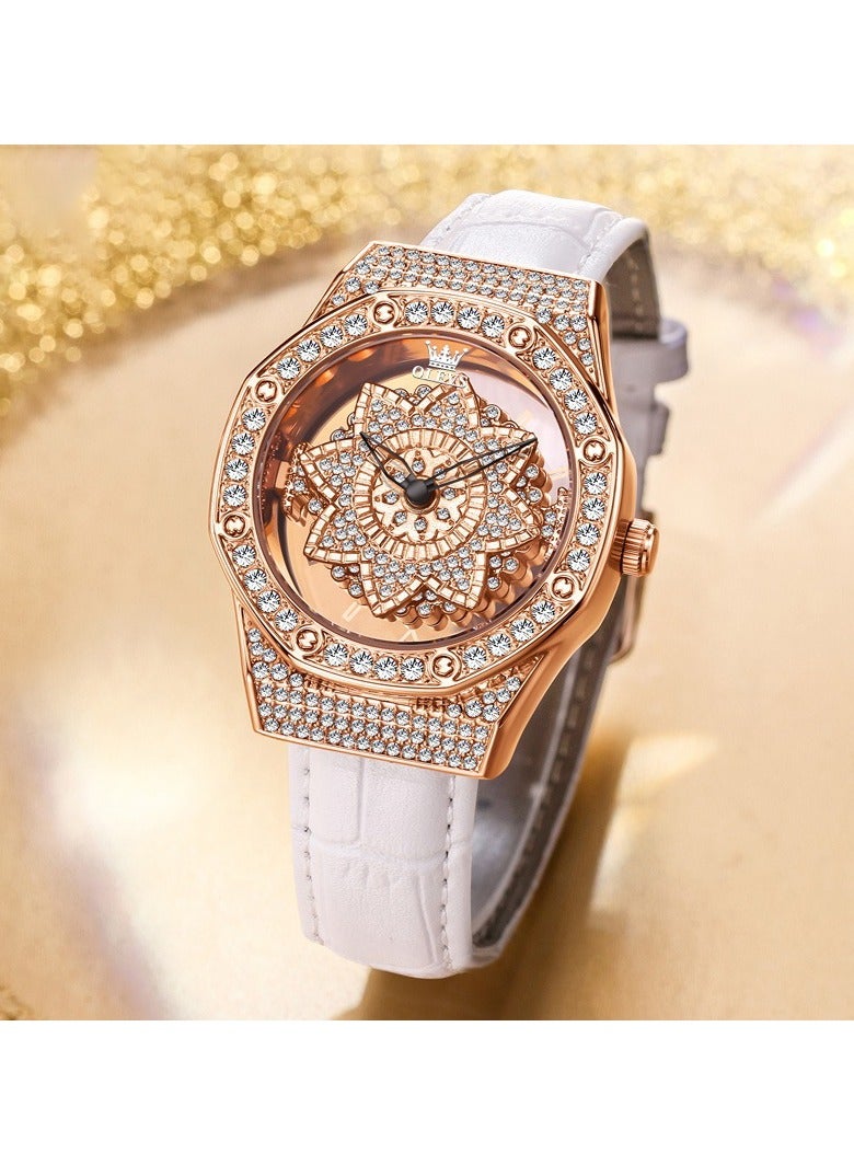 Women's Watch with Diamonds Rotating Dial Quartz Watch