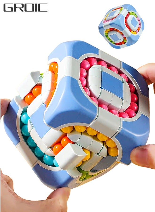 Magic Cube 3x3 Rotating 2 in 1 Magic Bean Cube Children's Educational Puzzle Decompression Shaped Magic Cube Fingertips Creative Toys, Decompression Toys
