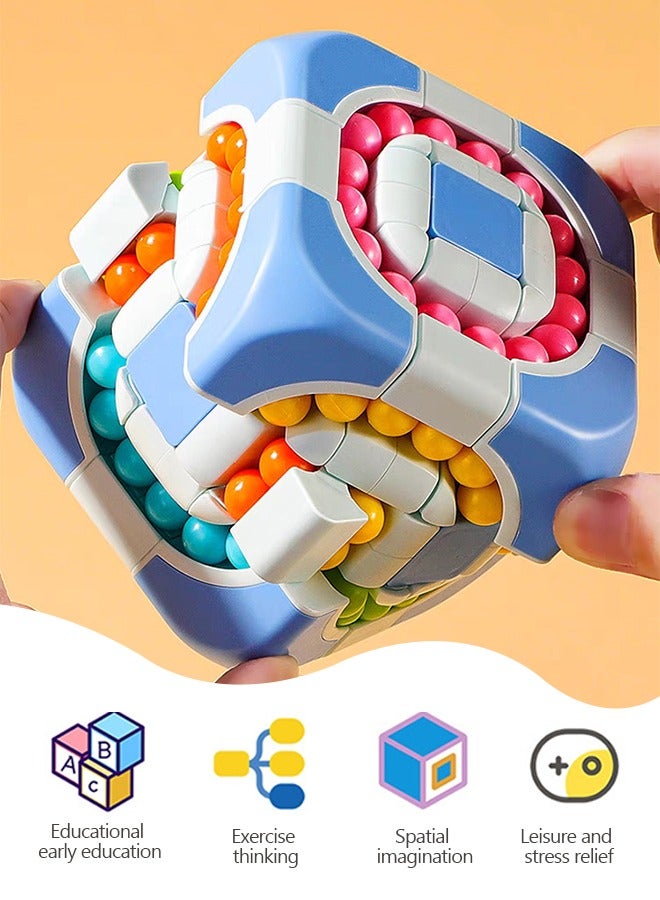 Magic Cube 3x3 Rotating 2 in 1 Magic Bean Cube Children's Educational Puzzle Decompression Shaped Magic Cube Fingertips Creative Toys, Decompression Toys