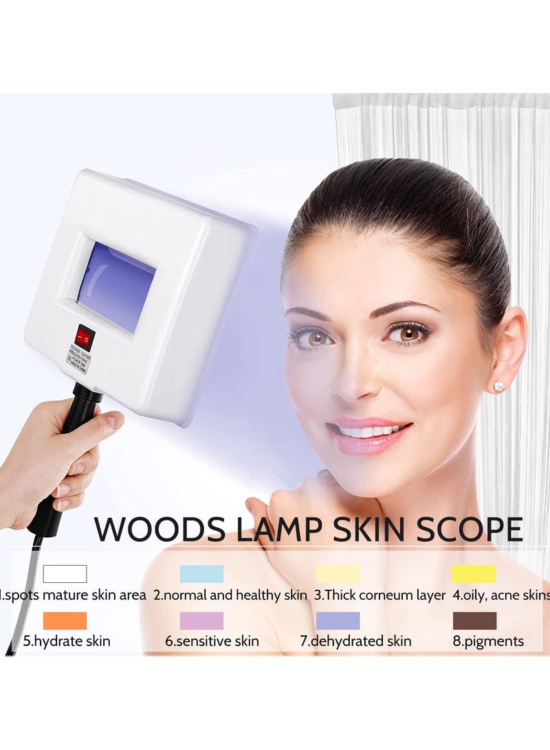 Woods Lamp Skin Analyzer, Professional Esthetician Supplies, Portable SPA Beauty Skin Care Tool, with Shade Cloth, Woods Lamp for Skin Testing Home Use Salon SPA Machine