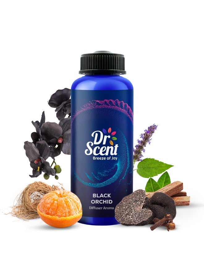 Dr Scent Diffuser Aroma Black Orchid, Feel the Distinctive Notes of Orchids, With the Strong Essences of Clove and Sandalwood and Medium Presence of Vetiver. (500ml)