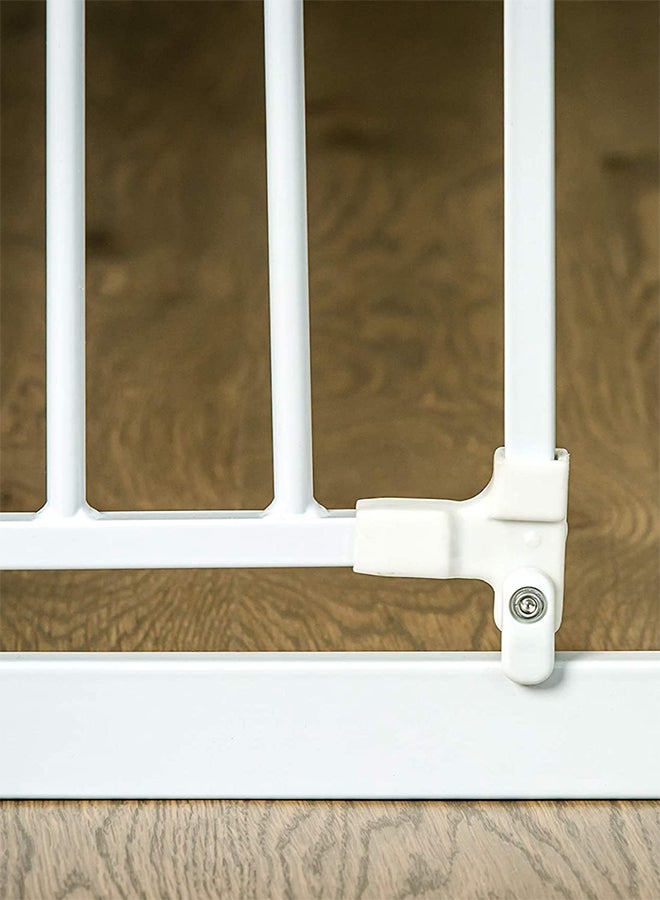 Extra-Wide Baby Safety Gate | Walk-Through Door | Adjustable & Durable Steel | Easy Pressure Mount | Fits 29-34 & 35-38.5 Inches | Pet-Friendly | JPMA Certified | White