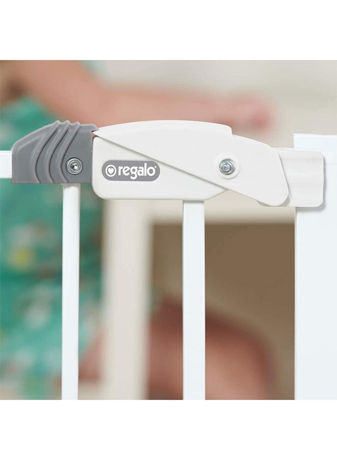 Extra-Wide Baby Safety Gate | Walk-Through Door | Adjustable & Durable Steel | Easy Pressure Mount | Fits 29-34 & 35-38.5 Inches | Pet-Friendly | JPMA Certified | White