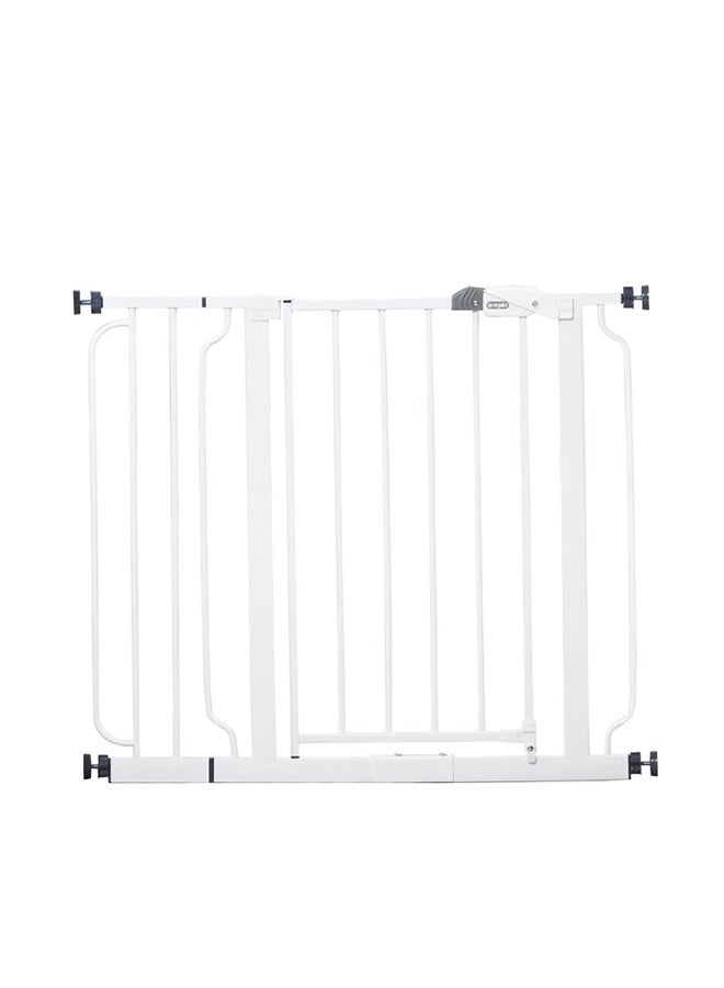 Extra-Wide Baby Safety Gate | Walk-Through Door | Adjustable & Durable Steel | Easy Pressure Mount | Fits 29-34 & 35-38.5 Inches | Pet-Friendly | JPMA Certified | White