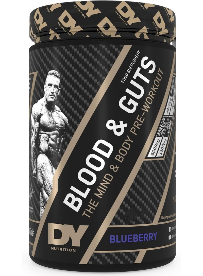DY Nutrition Blood & Guts Pre-workout, Blueberry Flavor, 340g