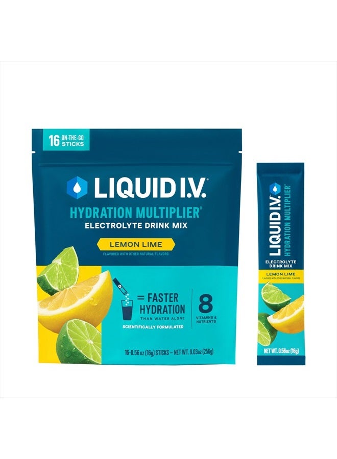 Lemon Lime - Hydration Powder Packets Electrolyte Powder Drink Mix Easy Open Single-Serving Sticks Non-GMO - 3 Pack, 48 Servings