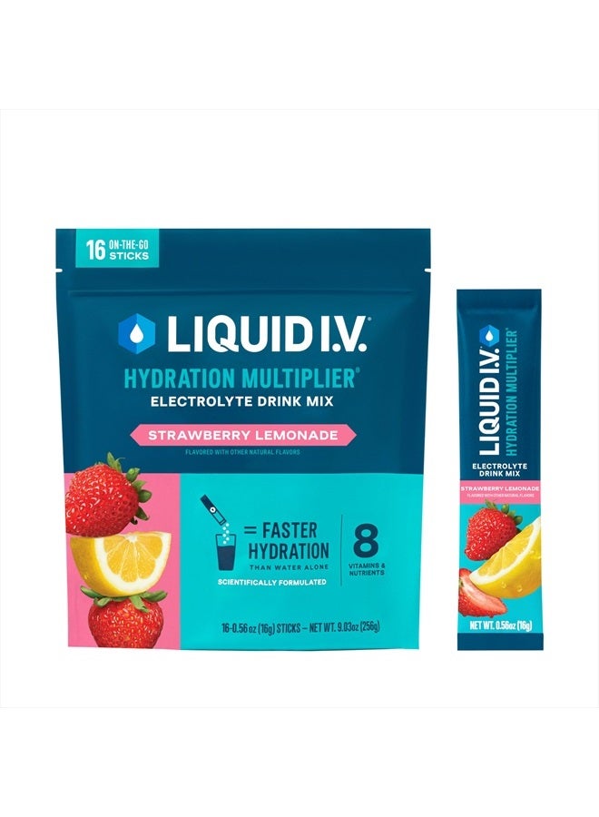 Multiplier - Strawberry Lemonade - Hydration Powder Packets Electrolyte Powder Drink Mix Convenient Single-Serving Sticks Non-GMO - 1 Pack, 16 Servings