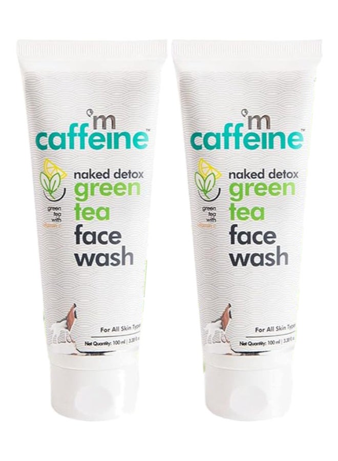 Naked Detox Green Tea Face Wash Pack Of 2| Dirt Removal | Vitamin C, Hyaluronic Acid | All Skin | Paraben & SLS Free | 100 ml