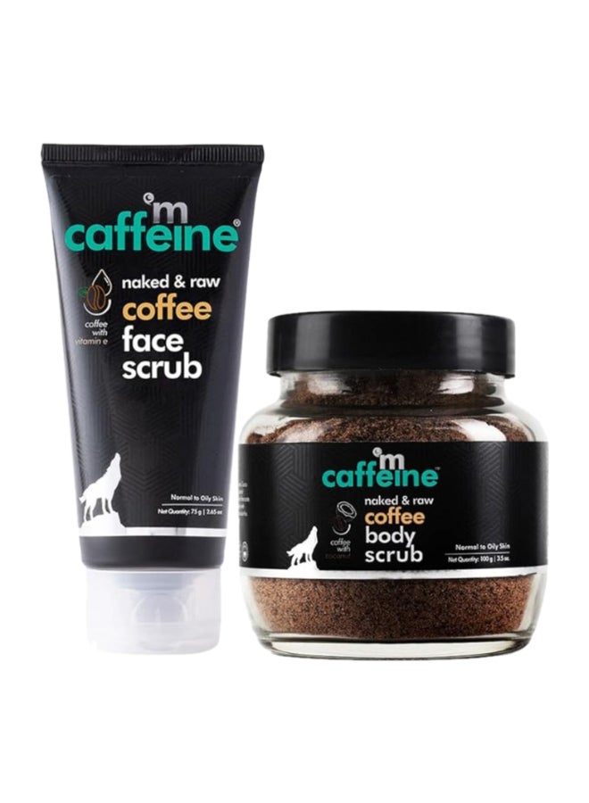 Coffee Face & Body Scrub Combo for Tan Removal | Exfoliating Detan Scrubs for Soft & Smooth Skin | Removes Tan, Blackheads and Dirt | For Men & Women | 175gm Value Pack