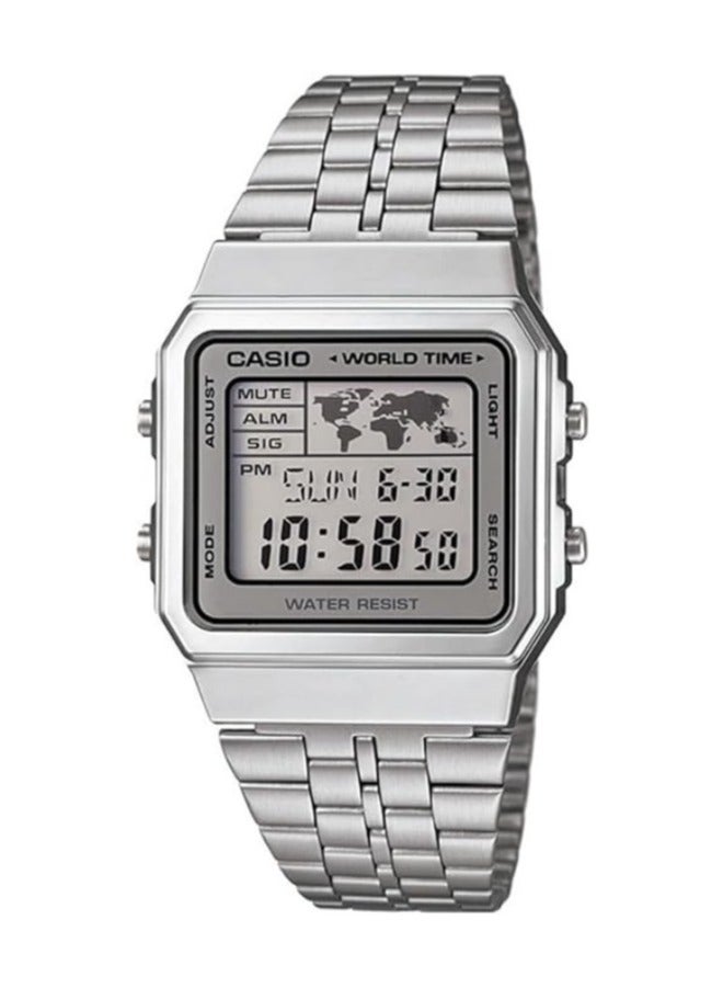 Casio - A500Wa-7D - Vintage Unisex Watch - Digital Quartz - Lcd Dial - Grey Steel Strap, Lcd/Grey, Bracelet