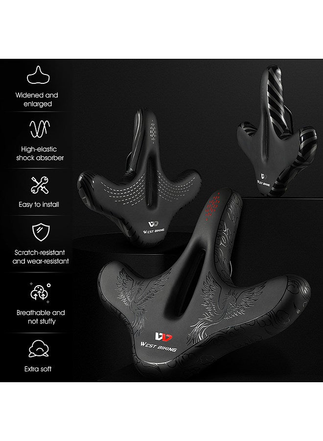Wide Bike Saddle Comfortable Mountain Bicycle Cushion Pad Waterproof Cycle Seat Saddle for Men Women Road MTB