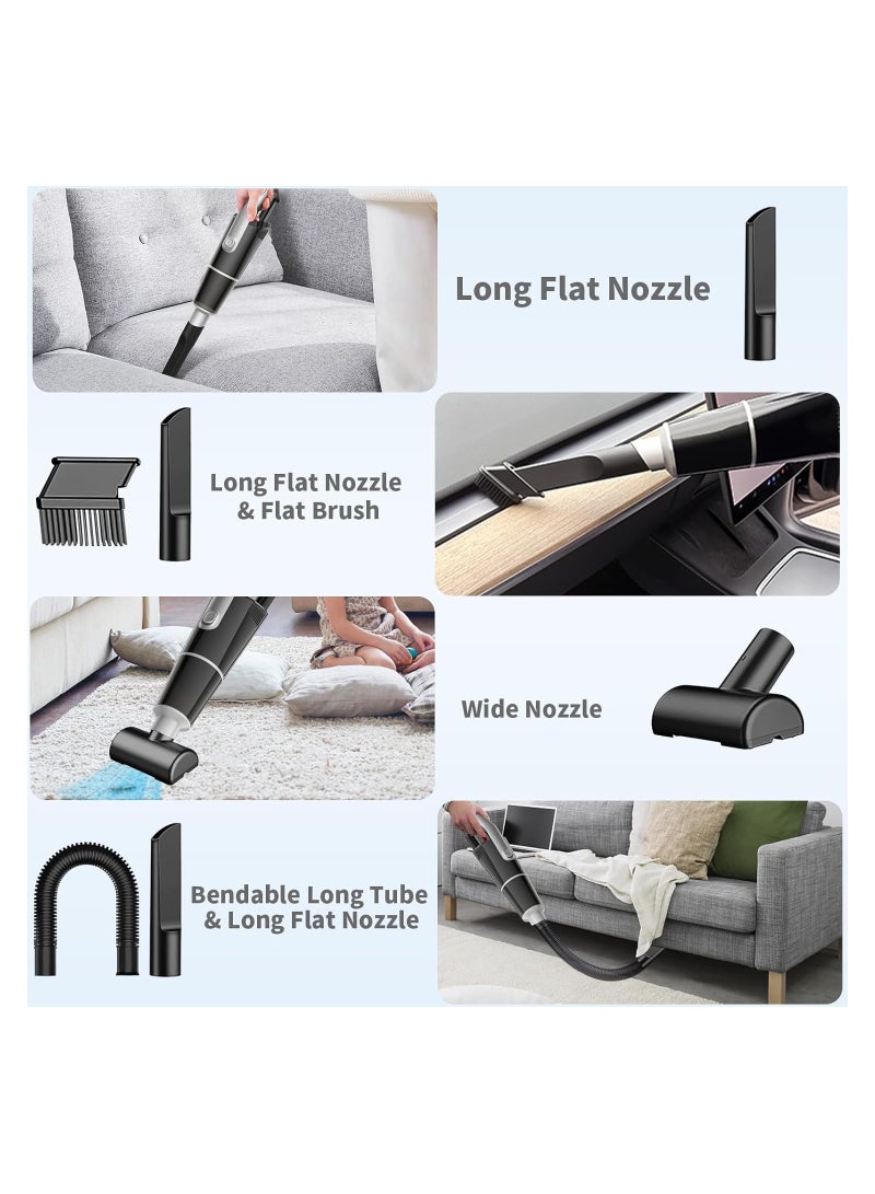 Car Vacuum Cleaner, Handheld Vacuum Cordless, 8000Pa Powerful Car Vacuum Cleaner, Light Weight Portable Car Hoover, USB Fast Charge with 4 Nozzels, 3 HEPA Fliters, Car Home Cleaning Pets Hair Tool