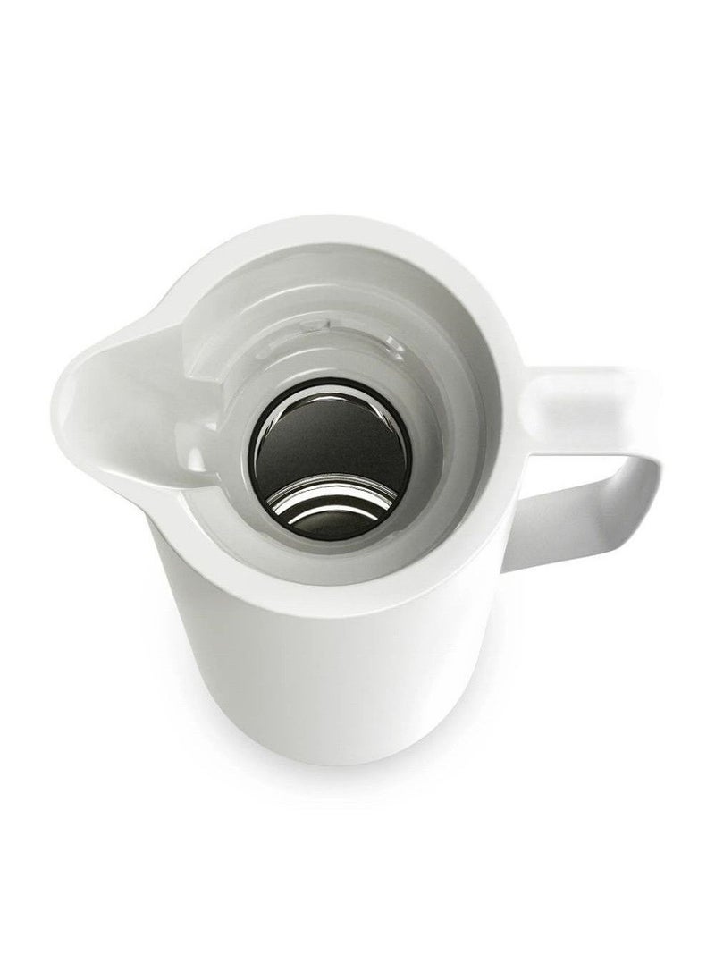 Emsa N41704 Motiva Vacuum Jug | 1 Litre | Quick Press Closure | 12 Hours Hot, 24 Hours Cold | Glass Bulb |Flask| Made in Germany | Nordic Design | White
