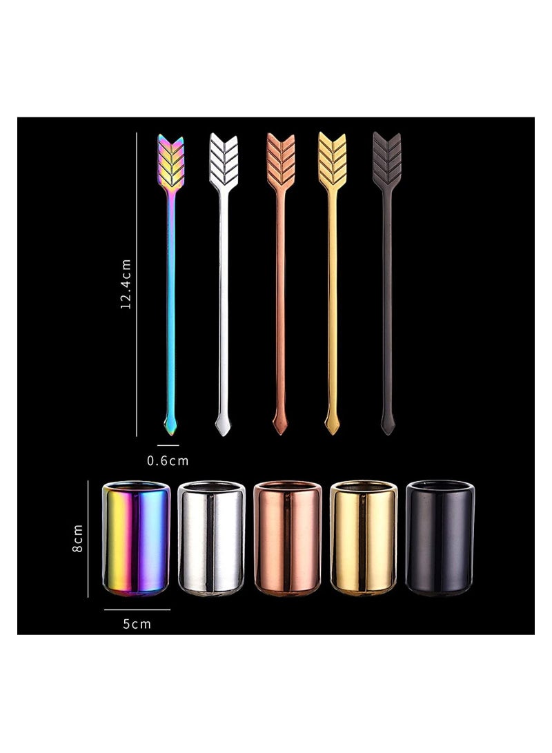 5PCS Arrow Decor Cocktail Picks, Fruit Toothpicks Stainless Steel Forks Appetizer Skewers Dessert Picks with Storage Cylinder Reusable Sandwich Sticks for Party Decoration Supplies (Golden) KSA | Riya