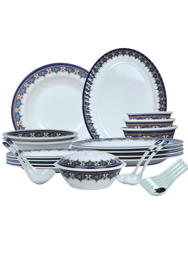 Melrich 26 Pcs Melamine Dinner Set Dinner Plate Soup Plate Bowls Serving plate Ladle Dishwasher safe Light Weight