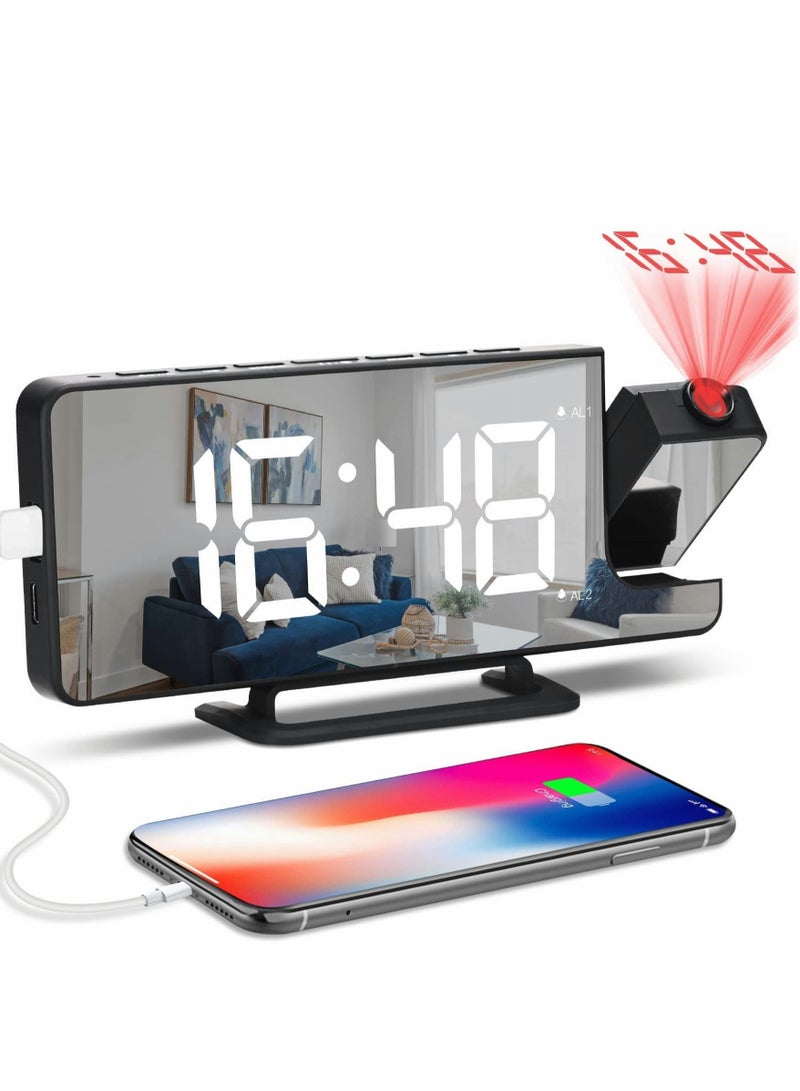 Projection Alarm Clock for Bedrooms, 7.3