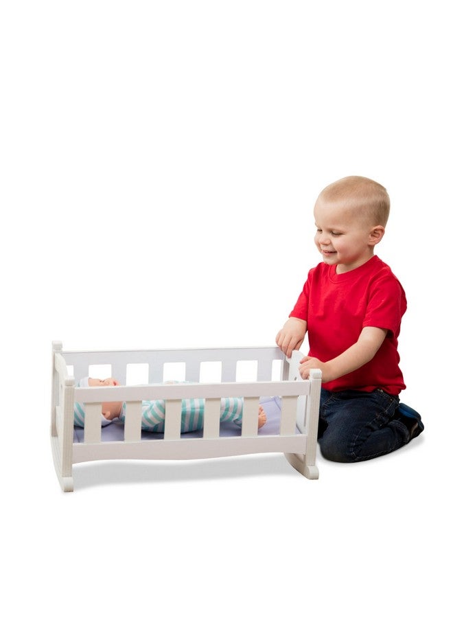 Mine To Love Wooden Play Cradle For Dolls Stuffed Animals White