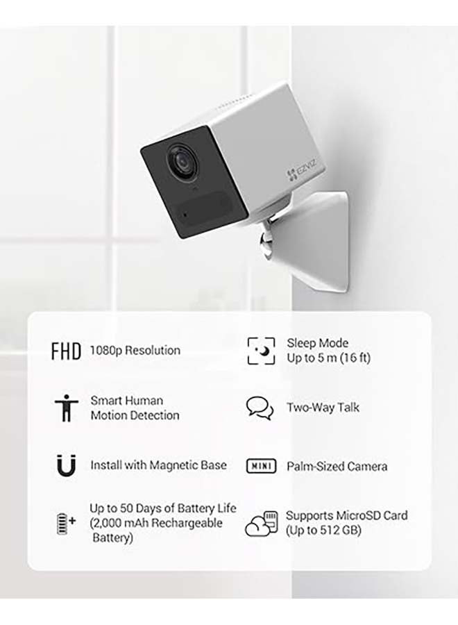 CB2 Security Camera With Battery, 1080p WiFi Camera CCTV With PIR Motion, Smart Human Detection, Two Way Audio Talk, Easy Install With Magnetic Base, Supported Cloud & SD Card Storage