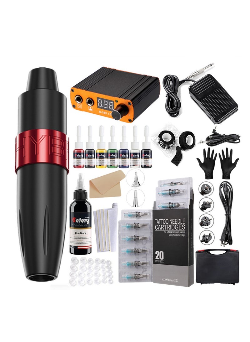 Rotary Tattoo Machine Set Tattoo Pen Set Tattoo Kit for Beginners Black