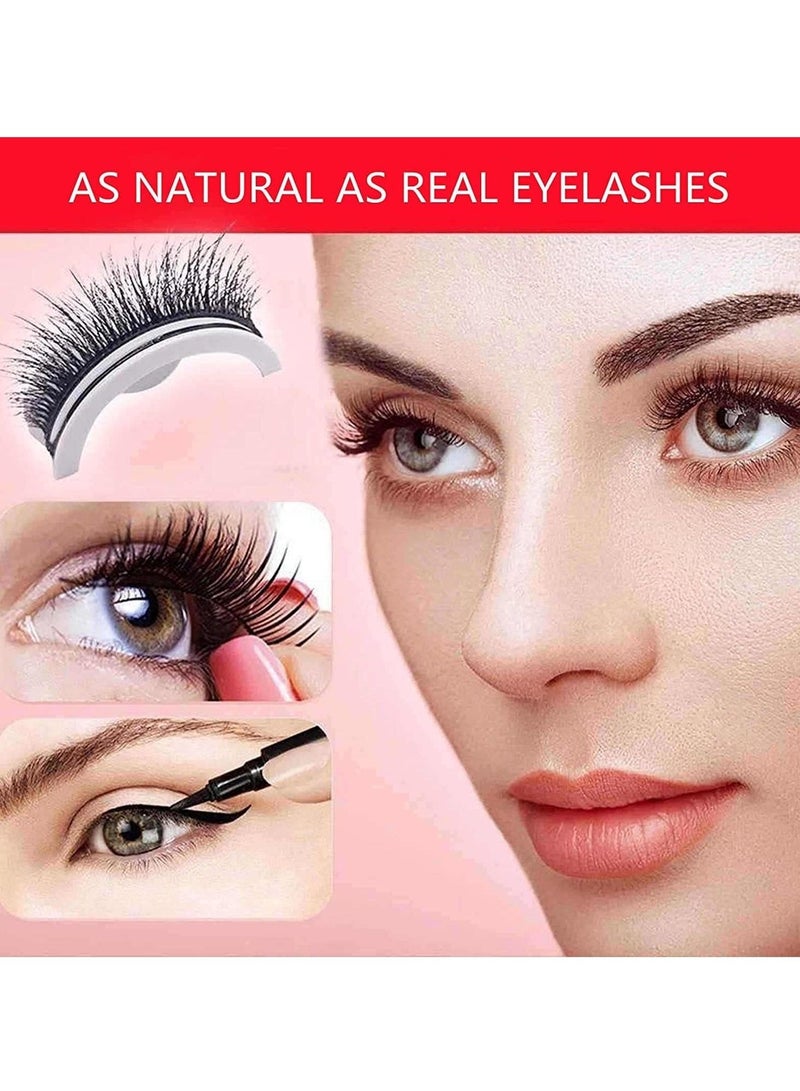 Reusable Self-Adhesive Eyelashes No Eyeliner or Glue Needed, False Lashes Stable and Easy to Put On, Natural Look and Waterproof Fake Eyelashes, Perfect Gift for Women (2-Pairs)