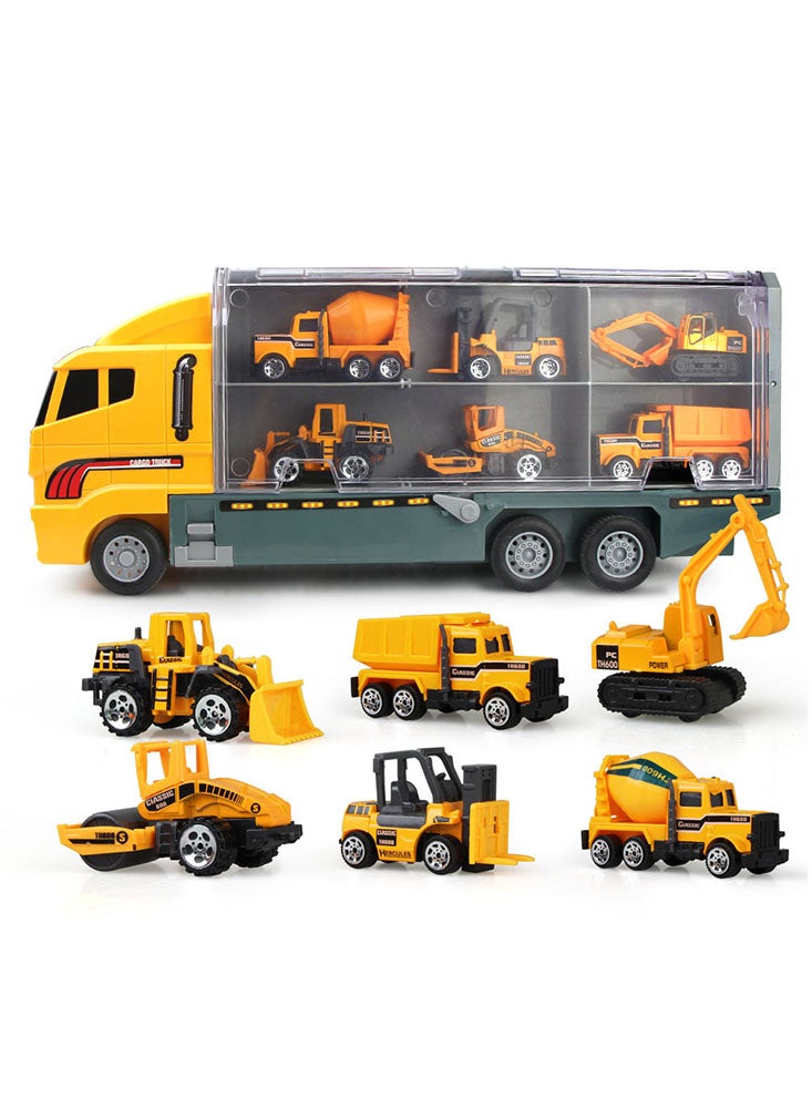 Construction Truck Vehicles Toy for Kids Cars Play Set 7 In 1 Transport Trucks Car Set for Kids
