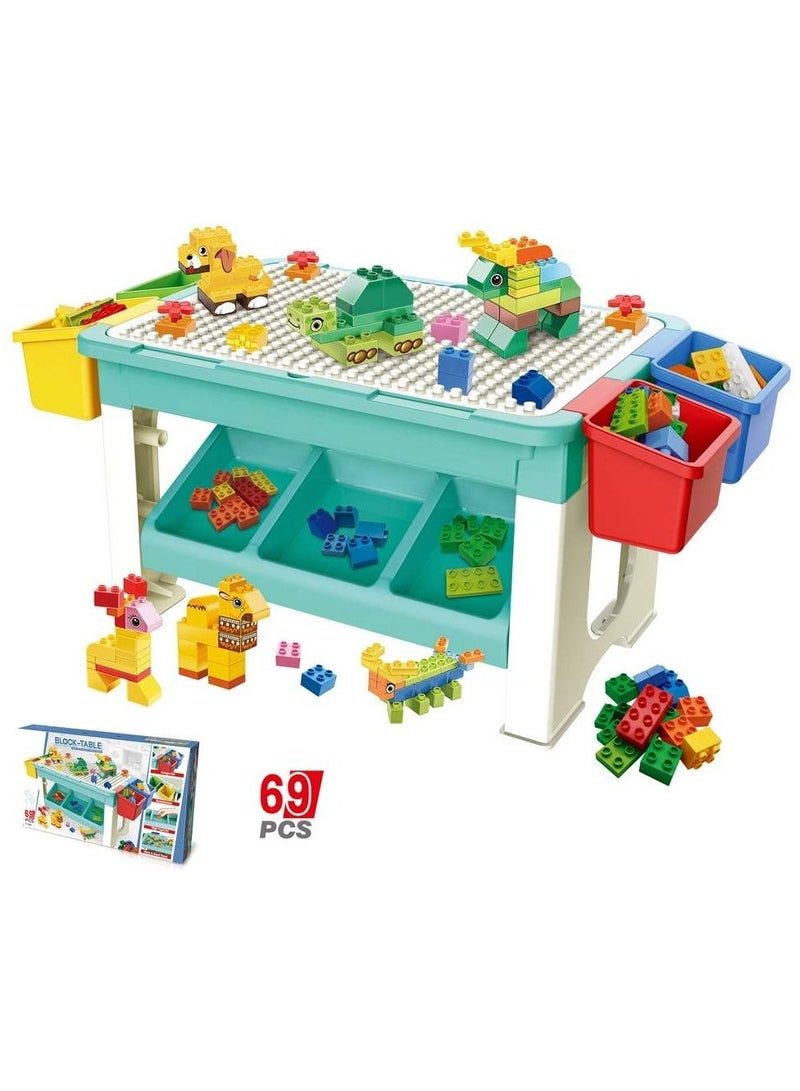 3 in 1 activity and block table, toys table, 69 blocks lego compatible, study table, water play table, sand table, multipurpose table,boys girl kids furniture, sensory play, homeschooling, 69 blocks