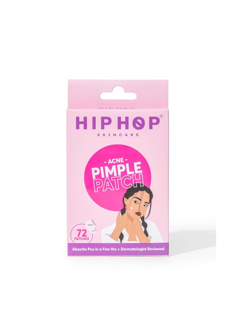 HipHop Skincare Acne Patch 72 Count   with Hydrocolloid   Absorbs Pus  Flattens Pimples   Quick Acting Waterproof and Transparent   For Men and Women  All Skin Types