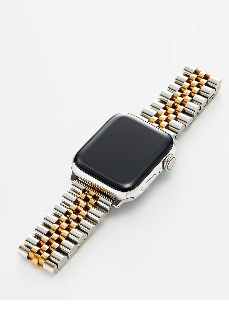 Apple watch rolex band Stainless Steel Watch Band Straps compatible 42-44mm 45mm 49 mm  Silver Gold