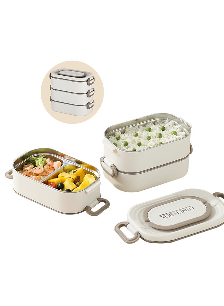 3 Layer Stackable Lunch Box, Portable Food Container, Microwave Safe Bento Box for Students, Office Workers and Dining Out