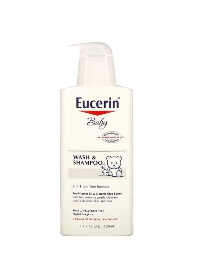 Eucerin, Baby, Wash & Shampoo, Fragrance Free, 13.5 fl oz 400 ml