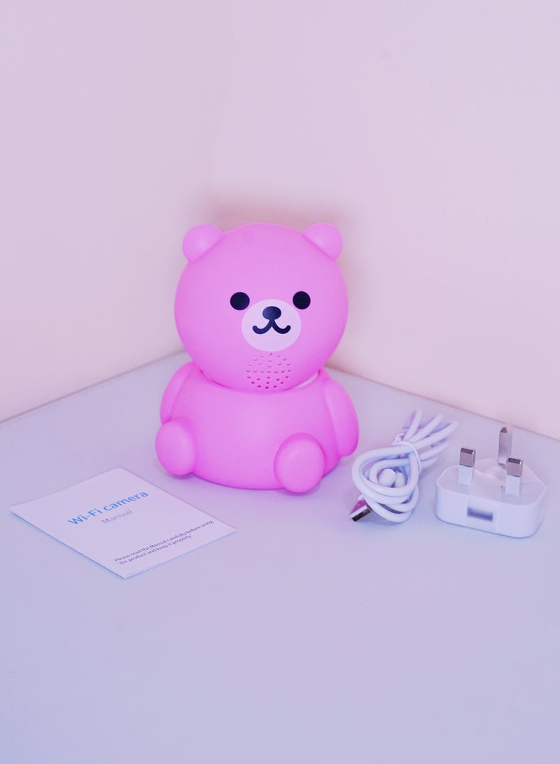Baby Monitor 1080P Toddler Infant Portable Security Camera, Smart Control Wifi Remote Access Night View Webcam HD Video 360 Degree Rotation Digital Two-way Audio,32G Memory Family Use Home Safe(Strawberry Pink Teddy Bear)